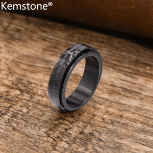 Kemstone xoay 6mm 8mm thép không gỉ mạ bạc đen nam nhẫn xoay trang sức