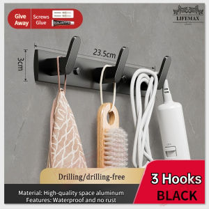 [SG Seller] Space Aluminum Free Drilling Hook/Clothes Hook/Coat hook/porch wall-mounted hook/Bath Accessories Rust-proof