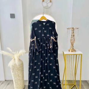 Aurel Dress Motif Pita Model Lengan Balon Bahan Rayon premium Busana Muslim Wanita Motif