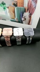 Jam tangan wanita Hush puppies Strap rantai Stainless Persegi Tanggal aktif Free box dan baterai cadangan