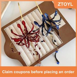 【ZTOYL】 ปิ่นปักผมรูปแมงมุมดอกไม้ลิลลี่สำหรับผู้หญิงปิ่นปักผมแบบมีพู่ห้อยประดับตะเกียบสไตล์วินเทจ