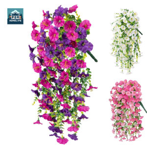 Artificial Eucalyptus Hanging Plant Fake Morning Glory Flower Garland for Home Garden Wedding Outdoor Wall Decor
