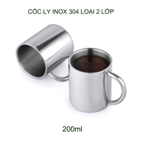 Cốc ly uống nước trà đa năng bằng inox 304 2 lớp chống nóng dung tích 200ml