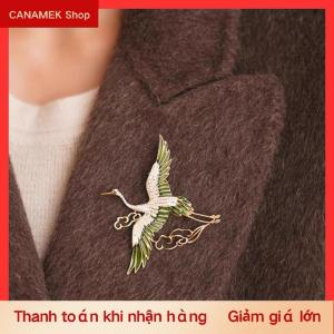 CS Trung Quốc Phong Cách Thanh Lịch Rhinestone Màu Xanh Lá Cây Men Cánh Crane Đám Mây Trâm Cài Cho Phụ Nữ Cô Gái Bay Chim Ve Áo Pins Đảng Đồ Trang Sức