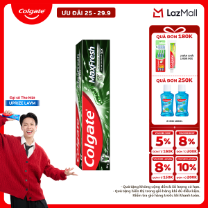 Kem đánh răng Colgate Maxfresh Bamboo Charcoal the mát dài lâu với tinh chất than tre làm trắng răng 90g