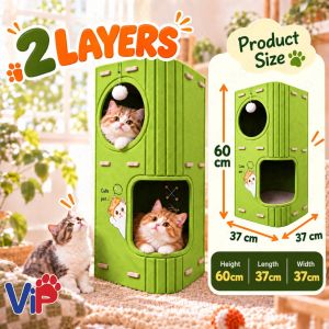 Cat Condo Bed Tower Indoor Cat Tree with Multiple Hideouts and Hanging Ball Toy