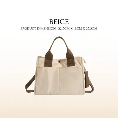 Stylish Korean Style Canvas Diaper Bag with Large Capacity and Multiple Compartments