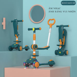 Xe trượt scooter 3 bánh phát sáng Xe trượt scooter chòi chân có ghế có tay cầm cho bé có ghế có tay đẩy.