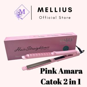 Pink Amara Catok 2 in 1 Am-9299b Multifungsi Bisa Lurus Bisa Keriting Catokan Rambut Original Hair Straigthener Curling 2in1 Beauty Tools Perlengkapan Alat Rambut Garansi 6 Bulan Resmi AM 9299b Laz COD Bisa Bayar di Tempat