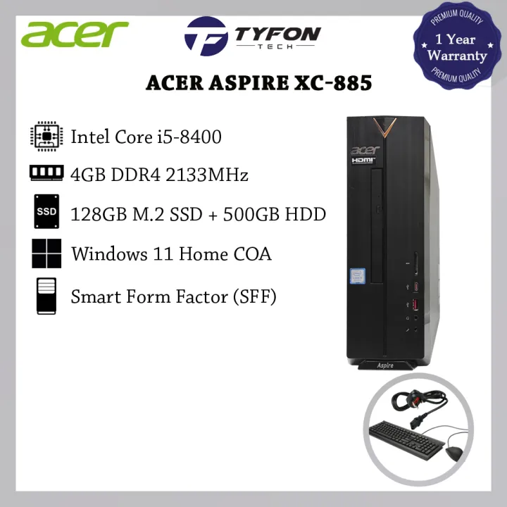 Acer Aspire XC-885 i5-8400 4GB DDR4 RAM 128GB SSD + 500GB HDD Win