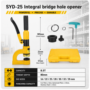 DEKES Portable Manual Hydraulic Hole Puncher Long Throat Depth Drill-Free Punch for Wire Duct & Electrical