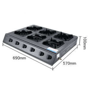 HEJI 2023 Commercial 6 Burner Gas Stove Stainless Steel Heavy Duty Burner Gas Stove Strong Firepower Standard Burner Gas Stove Easy To Clean Size 69x57x10cm