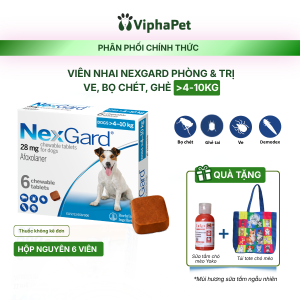 NexGard Dog [Size M 4-10kg] -  Viên nhai mềm phòng Ngoại ký sinh (ve rận bọ chét ghẻ) dành cho Chó - 1 Hộp 6 viên