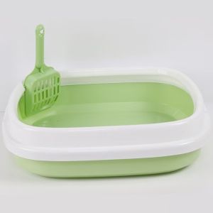 Easy-Clean  Cat Litter Box with Raised Rim and Deodorizing SystemLarge Cat Litter Box with Scoop Kitten Litter Box Cat Toilet Deodorization Leakage Prevention
