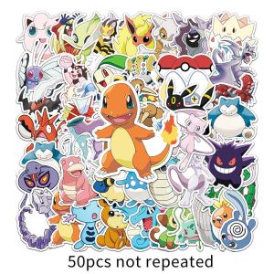 50pcs Cute Pokemon Pikachu Charmander Waterproof Sticker Anime Graffiti Laptop Luggage Water Bottle Scrapbook Sticker