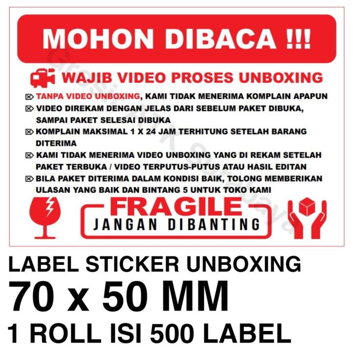 ( Dapat 1 Roll ) Sticker Stiker Label Fragile Jangan Di Banting Video 