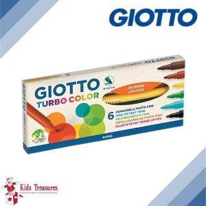 Giotto Turbo Color Fine Tip Marker Pens - 6 Vibrant Colors for School & Office