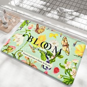 Faux cashmere Flower Pattern Carpet Floor Mat  Fresh Style Bedroom Living Room Carpet Sofa Area Rug Home Decor Bathroom Rug Machine Washable Bathroom Floor Mat Extra Soft Absorbent