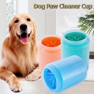 PUZHE นุ่มนวล ถ้วยทำความสะอาดอุ้งเท้าสุนัข ซิลิโคน ถอดออกได้ ถ้วยล้างเท้าสัตว์เลี้ยง ทนทาน ล้างอย่างรวดเร็ว ถ้วยทำความสะอาดอุ้งเท้า สำหรับสุนัขและแมว