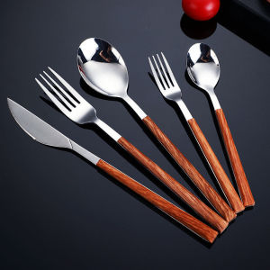 Dinnerware Set Stainless Steel Cutlery Set Soup Spoon and Fork Set Baby Spoon Silverware Set Flatware Set Tableware Set Dessert Fork (5-piece Set)