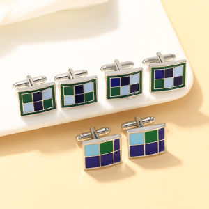 1Pair Classic Square Grid Design Cufflinks Creative Fashion French Personality Suit Shirt Cuff Links Accessories Business Gifts