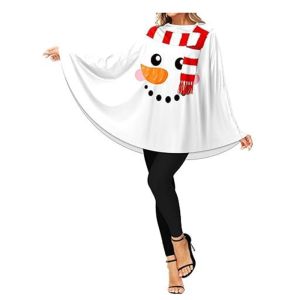 OKKFINE Snowman Christmas Clothes Coat Style Cape Design Christmas Cape Style Adult Size Christmas Outfit Dance Performance