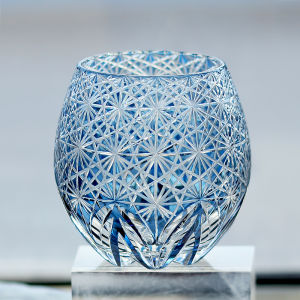 330 ml Handcrafts Curved Shape Bohemian Multi Colored Crystal Glass Cocktail Tumbler Edo Kiriko‘s Japanese Style Chrysanthemum Design In Gift Box