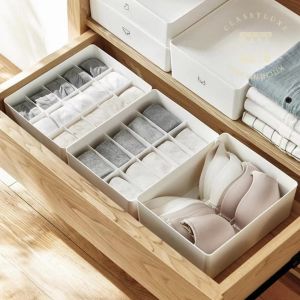 Classy Luxe Underwear Storage Box Women Household Underwear Storage Box with Lid Plastic Bra Socks Compartment Storage Box