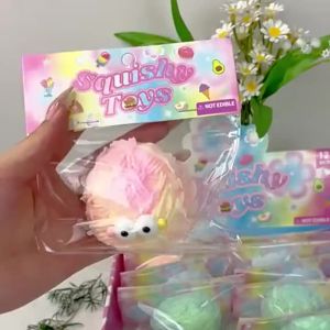 [SG Seller]Yarn Monster Squishy Toy Soft Squeeze Fidget Toy Stress Relief Decompression Toy for Kids Party Gift