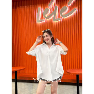 【SAT】Yolanda เสื้อเชิ้ตแฟชั่น ผู้หญิง เสื้อคอวีแบบมีปก กระดุมเก็บแขน ผ้านุ่มลื่นใส่สบาย เชิ้ตสไตล์เกาหลี FF1003