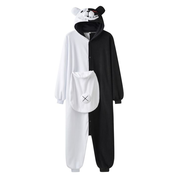 Kigurumis Pajama Adult Onesie Anime Bear Jumpsuit Black White
