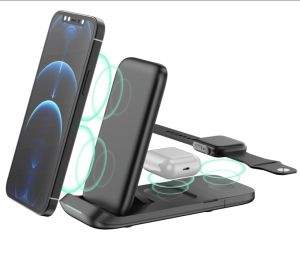 3In1 15W Foldable Fast Wireless Charger For Handphones Smartwatch Airpods