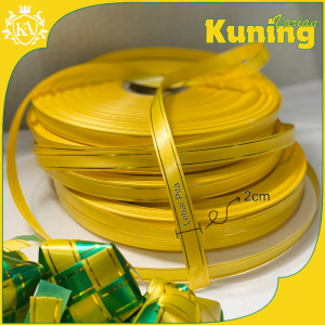Pita Kado Jepang List Emas Plastik Hampers Kado Lebaran 2024 Per 10 Meter Hijau Kuning 3/4 Inch/ 2cm Ketupat
