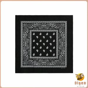 Digeo Cotton Fashion Hip Hop Classic Bandana Square Scarf 55cm*55cm Black Red Headband Printed For Women/M