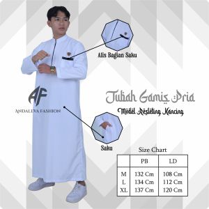Jubah Gamis Muslim Pria Dewasa Lengan Panjang Model Resleting Kancing -Gamis Laki Laki Simple Bahan Katun Polymicro