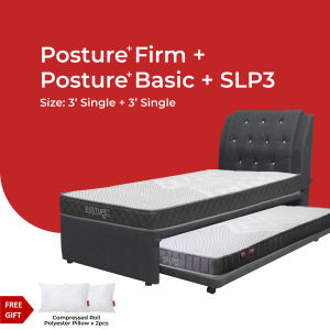 (FULL SET PULL OUT BED) Goodnite SLP3 Super Single Top +Single Bottom Pull Out Bed Frame + 3.5 Posture Firm + 3 Posture Basic Mattress