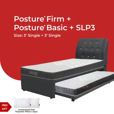 (FULL SET PULL OUT BED) Goodnite SLP3 Super Single Top +Single Bottom Pull Out Bed Frame + 3.5 Posture Firm + 3 Posture Basic Mattress