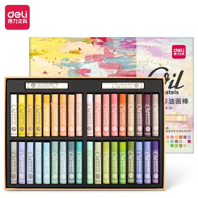 Bút Màu Sáp Dầu Chuyên Nghiệp Deli Hộp Màu Sáp 24/36/48 Màu Đậm Sắc Nét - HM711A