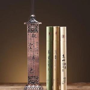 WHL 檀香炉 华盖鋅銅大號心经香座 熏香炉 Metal Incense Sticks 23cm Stick Incense Holder Big Size Retro Heart Sutra Incense Burner Incense Stick Holder