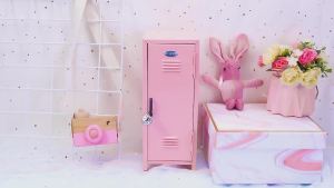 ERISE HOUSE Storage Cabinet Desktop Storage Girl Storage Cabinet with Lock Metal cabinet Maiden Heart Pink Dropshipping