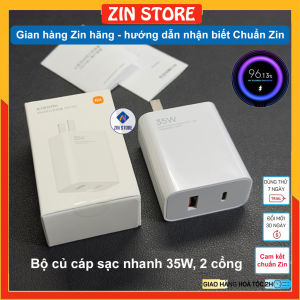 Bộ sạc nhanh Xiaomi 35W 2 cổng (Type-A + Type-C) sạc nhanh Mi Turbo Charge mã Xiaomi MDY-14-ET - Zin hãng bóc máy Mi 10 10T 11 Lite POCO X3 X4 NFC F3 Redmi K30 K40 Note 10 Pro