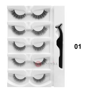 ขนตาแบบติดเอง5คู่ไม่ต้องใช้กาวใช้ซ้ำได้3D ขนตาปลอมขนมิงค์