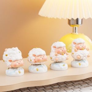 PMO Resin Rotating Sheep Figurine Cartoon Chinese Zodiac Lamb Ornament Creative Cute Fidget Toy Chinese New Year