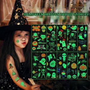 YOYO CHARMING เด็กๆ การ์ตูน อุปกรณ์ปาร์ตี้ ร่างกายใบหน้า เรืองแสงในที่มืด รอยสักทิ้ง ของตกแต่งงานปาร์ตี้ สติกเกอร์รอยสักเรืองแสง รอยสักชั่วคราว