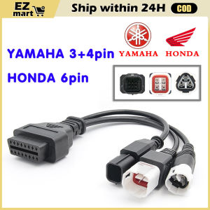 3 In 1 OBD2 Connector 6pin for Honda for Yamaha Y15 V2 Y16 N-MAX X-MAX 3pin 4pin Motorcycle To 16Pin OBD Extension Cable Adapter Diagnostic Adapter Cord OBD 16Pin Motorcycle