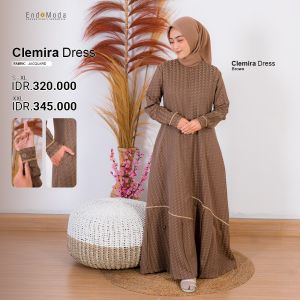 ENDOMODA Dress Clemira Gamis Wanita Muslimah Anggun Syari Pengajian Pernikahan Kekinian