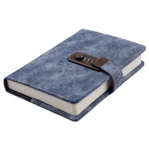 LEIFNYDI บรรยากาศที่เรียบง่าย สมุดไดอารี่พร้อมที่ล็อค ปกหนัง PU สไตล์จีนจีน สมุดบันทึกล็อครหัสผ่าน แบบพกพาได้ เรโทร โน้ตบุ๊ค A5 สาวๆ