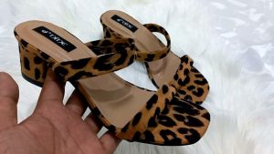 Sandal Wanita sandal heels tali slop leofard NW 01