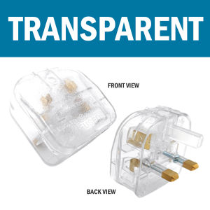 BestGila MALAYSIA (EU TO MSIA/UK) FUSED Transparent EURO 2 Pin To 3 Pin Plug Converter 240V Fits 5A Power Fuse Adaptor Penukar Palam 插头转换器