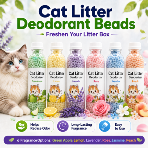 Cat Litter Deodorant Beads 250g Freshen Your Litter Box Green Apple Lemon Lavender Rose Jasmine Peach 6 Fragrance Options Helps Reduce Odor Long-Lasting Fragrance Easy to Use